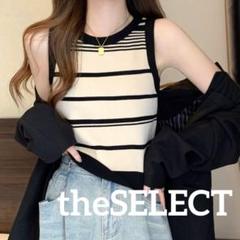 韓国 服 レディース トップス 黒 レディース ノースリーブ ボーダー 人気 黒