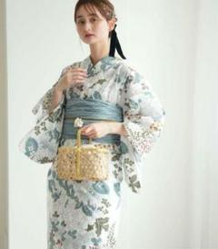 セパレート浴衣　レディース 2way浴衣 花柄浴衣セット、帯付き