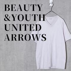 BEAUTY&YOUTH　VネックTシャツ　ハイゲージ　半袖　コットン　サイズM