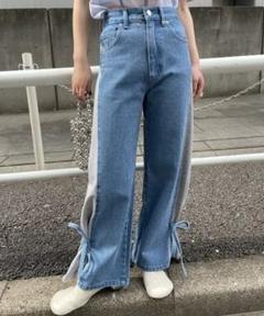 Ameri♡SIDE SWITCH 2WAY RIBBON DENIM パンツ