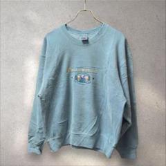 90s FRUIT OF THE LOOM USA製 スウェット 刺繍ロゴ 水色