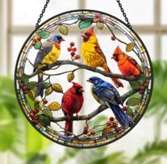 サンキャッチャー ステンドグラス風アクリル カフェ看板 お祝い とり バード 鳥