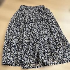 フラワープリントスカート XL ネイビー