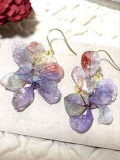 マーブル紫陽花ピアス　サージカルステンレス