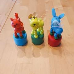 プッシュパペット おもちゃ 子供 揺れる 親 玩具 動物 可愛い 面白い 木製