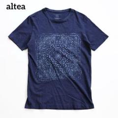Altea アルテア インディゴ染め Tシャツ バンダナ柄