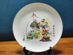 レア　廃盤品　深川製磁　紅白梅　オードブルプレート　回転台付き　宮内庁御用達 レア廃盤品深川製磁紅白梅オードブルプレート回転台付き宮内庁御用達