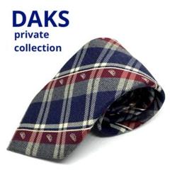 DAKS イタリア製　赤×紺×グレー　チェック柄　シルク64％/ レーヨン36％