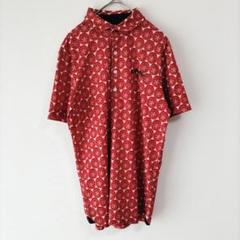 〈キャロウェイ〉ポロシャツ　赤系　トマト柄　総柄　メンズ　М