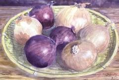水彩画「玉ねぎ」 Watercolor Food_16【透明水彩で描く かんたん野菜】たまねぎ