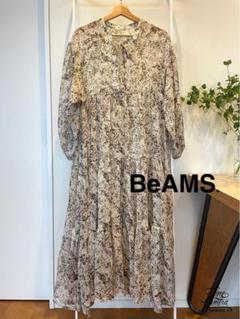 BeAMS. ロングワンピースフレアワンピース　シースルー　長袖　フリーサイズ