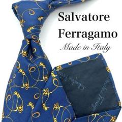 【美品】Salvatore Ferragamo ネクタイ ネイビー 紺 動物