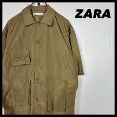 ☆ドイツ発*ZARA*新作*ユーティリティーシャツワンピ/BEIGE☆ zara ユーティリティシャツ 半袖シャツ テック フィッシング