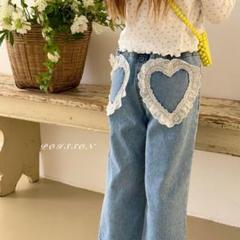新品 poisson ハートデニム 韓国 子供服 レース