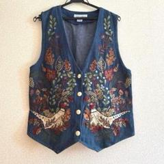 casey coleman デニムベスト　刺繍入り　ヴィンテージ 90sのサムネイル