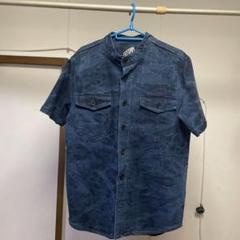 ダークブルー 半袖ボタンシャツ