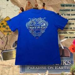 PIKO XL 青 サーフ系 y2k ラメ デカロゴ オーバーサイズTシャツ