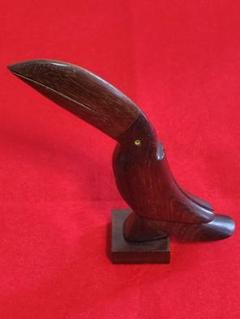 お値下げしました→木製鳥の彫刻 メモスタンド・カード立て