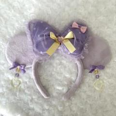 ディズニー ミニー カチューシャ イヤリング レース フリル 紫