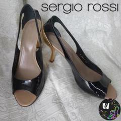 sergio rossi ブラックパンプス ゴールドヒール　25センチ　使用数回 sergio rossi ブラックパンプス ゴールドヒール 25センチ 使用数