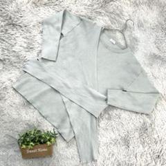 良品❗️【LOWRYS FARM】リブ編み変則ニットセーター(F) 緑色