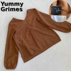 Yummy Grimes ブラウス ブラウン 長袖 Vネック ポリエステル M