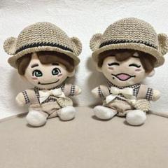 ちびぬい　服　なにわ男子　ブラウンチェック柄双子コーデ（麦わら帽子風）のサムネイル