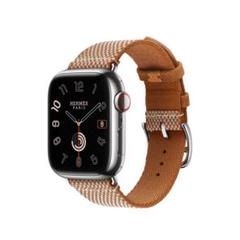 2604 未使用　Apple Watch エルメス　ゴールド　エクリュトワルH Apple Watch Hermès - 46mm Gold/Écru Toile H Single Tour - Apple