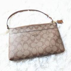 COACH シグネチャー ハンドバッグ ポーチ付 F65806 ブラウン PVC