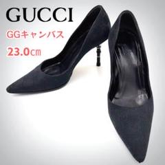 【数量限定】 GUCCI グッチ GGキャンバス パンプス ハイヒール バンブーヒール 靴