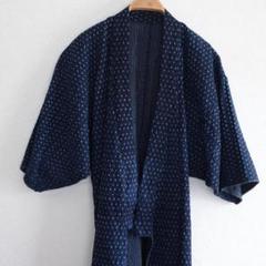 襤褸 刺し子 野良着 古布 藍染 絣 木綿 着物ジャパンヴィンテージリメイク素材のサムネイル