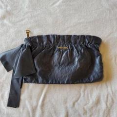 mnkom プラダ PRADA クラッチバッグ 黒 シワ加工 リボン mnkom様専用 プラダ PRADA クラッチバッグ 黒 シワ加工 リボン
