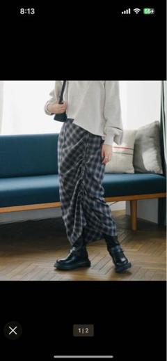 パッチワークチェックロングスカート　kastane