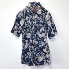 291259=homme【II】アロハシャツ 柄物 羽織り リネン 総柄 ボタン