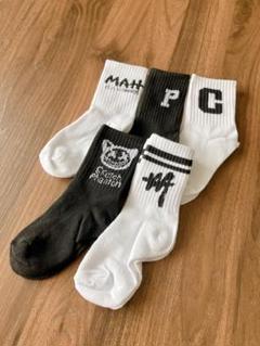 キッズソックス 5足セット　ホワイト＆ブラックM size 4-6歳用