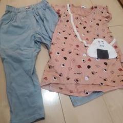 mbrand おにぎりポケット付きワンピースTシャツとパンツセット 100
