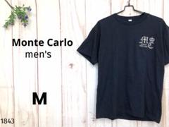 モンテカロル メンズ 半袖Tシャツ ロゴT シンプル ネイビー ゆったりシルエッ