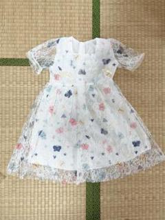 ワンピース　女の子　フォーマル　白　蝶柄　100cm