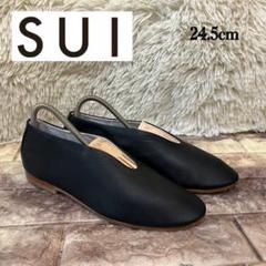 美品　SUI バレエ　シューズ　V BALLET ゴートレザーブラック24.5 美品 SUI バレエ シューズ V BALLET ゴートレザーブラック24.5