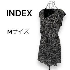 INDEX 花柄 Vネック 半袖ワンピース Mサイズ 膝上丈 大人可愛い