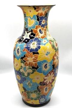 【 インド １９世紀花瓶 】　高さ５６ｃｍ　八彩唐花尽し　コレクター放出 インド 19世紀花瓶 】 高さ56cm 八彩唐花尽し コレクター放出