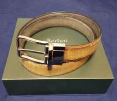 Berluti スクリット リバーシブル ベルト ゴールドバックル 90 B ボリュート スクリットレザー 35MM リバーシブルベルト