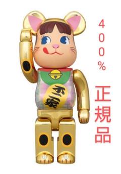 BE@RBRICK 招き猫 ペコちゃん 金メッキ 蓄光ミルキー入り 400%のサムネイル