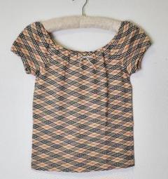 バーバリー ブルーレーベル 半袖 Tシャツ パフスリーブ チェック ブルー系 バーバリーブルーレーベル Tシャツ 半袖 ネイビー チェック