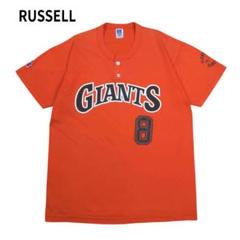00s RUSSELL ヘンリーネック Tシャツ 半袖 GIANTS ロゴ M