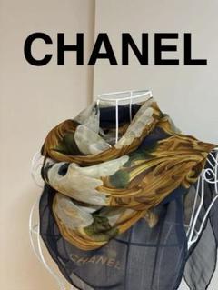 CHANEL シャネル✨スカーフ ストール ブラック カメリア ゴールド 正方形 CHANEL シャネル✨スカーフ ストール ブラック カメリア
