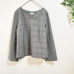 PLST プラステ【S】長袖ノーカラーブラウス スキッパー オフィス通勤 綺麗系