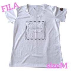 美品　FILA フィラ　ホワイトロゴデザイン 半袖Tシャツ レディース　M