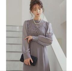 niana ニアナ ボトルネックレース×サテンドレス M 結婚式