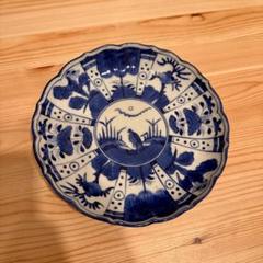 古伊万里　染付　7寸皿　芙蓉手　花鳥図　幕末頃